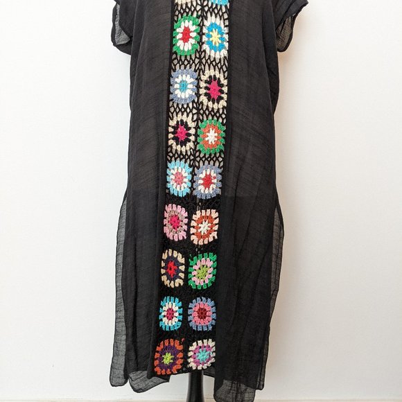 Cottagecore! Gauzy Knit Detail Caftan/Cover Up - Picture 2 of 8